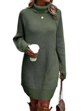 thanksgiving outfit Dodobye Women s Fall Mini Dress Long Sleeve Turtleneck Solid Color Knitted Dress Casual Sweater Dress