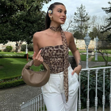 thanksgiving outfit Dodobye 2024 Spring Summer Streetwear LEOPARD Print Women Suits Fashion Strapless Sleeveless Tops+Chic Elegant Pencil Long Skirts