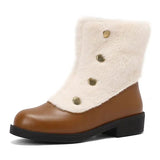 thanksgiving outfit Dodobye Snow Boots Round Toe Thick Heel 3.5cm Decoration 46 47 48 Leisure Daily Ankle Bota