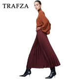 thanksgiving outfit Dodobye 2024 Spring Summer Casual Folds Long Skirts Fashion Vintage Solid Satin Oversized High Waist Chic Elegant Lady Skirts