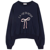 christmas outfit Dodobye Aesthetic Bowknot Print Pullover Sweatshirt