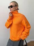 Dodobye Oversize Solid Women Knitwear Turtleneck Patchwork Pleated Female Sweater 2025 Autumn Winter Full Sleeve Casual Lady Pullover