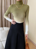 christmas outfit Dodobye Long Sleeves Skinny Gradient High-Neck Pullovers Sweater Tops