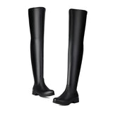 thanksgiving outfit Dodobye Autumn Over Knee Boots 3.5cm Heel Round Toe Leather Thigh High Fashion Big Size 45 46 47 48 US17