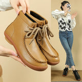 Dodobye 2025   Leather Booties Short Outdoor Lace Up Autumn Wallabees High Top Fall Full Grain Boots Luxury Big Size Shoes Plus