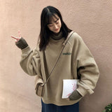 christmas outfit Dodobye Autumn and winter student Korean style loose Harajuku style fake two-piece spliced pullover turtleneck sweatshirt for women tops