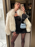 christmas outfit Dodobye Chic Fluffy Faux Fur Women's Warm Cropped Coat Elegant Long Sleeve Thick Thermal Furry Jacket 2024 New Winter Fashion Streetwear