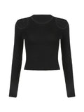 Dodobye-Solid Cutout Cropped Long Sleeve Knit