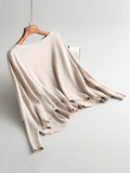 christmas outfit Dodobye Batwing Sleeves High-Low Solid Color Boat Neck Knitwear Pullovers Sweater