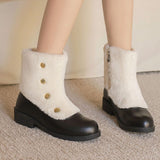 thanksgiving outfit Dodobye Snow Boots Round Toe Thick Heel 3.5cm Decoration 46 47 48 Leisure Daily Ankle Bota