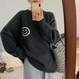 christmas outfit Dodobye Smiley face jacquard pullover sweater coat Korean style loose round neck long sleeve knitted bottoming shirt casual y2k tops