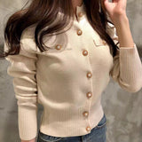 Dodobye Fashion Women Cardigan Sweater Spring Knitted Long Sleeve Short Coat Casual Single Breasted Korean Slim Chic Ladies Top