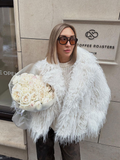 christmas outfit Dodobye 2024 White Elegant Tassels Faux Fur Coats For Women Fashion Lapel Long Sleeves Thicken Warm Jacket Winter Female Chic Streetwear