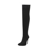 thanksgiving outfit Dodobye Design Thigh Boots Pointed Toe Stilettos Sexy Stretch Female Booties Size 45 46 47 48 Fashion Party Shoes