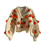 thanksgiving outfit Dodobye Women Knit Cardigan Long Sleeve Flowers Button Closure Fall Casual Jacket Sweater