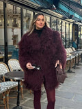 christmas outfit Dodobye Women's Fashion Wine Red Furry Faux Fur Warm Coat 2024 New Thicken Fluffy Plush Loose Trendy Jacket Winter Chic Lady Outerwear