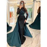 Dodobye Luxury Lace Embroid Greem Prom Dress Sexy Mermaid فساتين السهرة With Detachable Tail Sequins Embroid Vestidos De Noche-(PRE-ORDER)