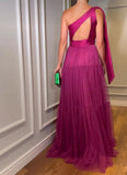 Dodobye Sexy One Shoulder A-line Prom Dress Customized Multi-layer Vestidos De Noche Grace Open Back Purple فساتين مناسبة رسمية-(PRE-ORDER)