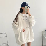 christmas outfit Dodobye Sweatshirt women's solid color plus velvet design niche gray reprint 2025 spring and autumn new Korean version oversize hooded