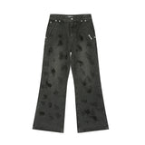 Dodobye Spring New Fashionable American Niche Brushed Color, Doing Old Graffiti, Micro Flared Pants, Washed Men'S Straight Leg Jeans