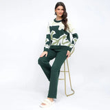 Dodobye Knitted Pants Set Printed Long Sleeve Women Pullover Sweater and Solid Pants 2 Piece Sets Fashion Outfit Fall Winter 2024