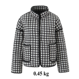 christmas outfit Dodobye Autumn Women Plaid Quilted Coats Fashion Cotton Jacket Coats Warm Black and White Short Jacket Coat Female Outwear