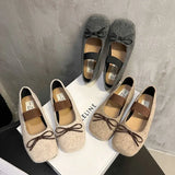 Dodobye Suede Bow Women Mary Jane Shoes Flats Square Toe Loafers Autumn 2025 New Trend Designer Lolita Ballet Dance Shoes Zapatos Mujer