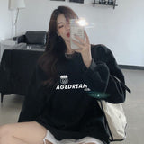 christmas outfit Dodobye Harajuku style casual versatile sweatshirt 2025 new letter plus velvet thickened loose round neck sweatshirt for women oversize