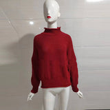 Black Friday Dodobye Loose Knitted Solid Batwing Sleeve Turtleneck Women Chic Casual Long Sleeve Pullover Sweater Female Autumn Warm Daily Knitwear