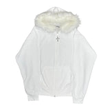 Dodobye 90s Streetwear Y2k American fur collar slim winter warm hoodie Women's Korean fashion street solid color zipper sweatshirt loose casual hoodie