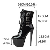 thanksgiving outfit Dodobye Sexy Party Women Shiny Ankle Boots Round Toe Stiletto 15cm Platform Hill 6cm Lace Up Big Size 46 47