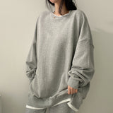 christmas outfit Dodobye Solid Color Oversized Sweatshirt