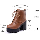 thanksgiving outfit Dodobye 2024 Women Ankle Boots Round Toe 9cm Block Heels Lace-Up 3.5cm Platform Big Size 33-44 A3396