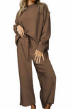 Dodobye Solid Color Long Sleeve Long Pant Textured Set