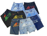 Dodobye Hip hop Fly Dog print denim shorts men wide leg loose retro jeans Y2k streetwear fashionable shorts Jorts summer new collection