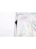 christmas outfit Dodobye Spring Long Shiny Reflective Holographic Silver Faux Leather Trench Coat for Women with Hood Zip Up Y2K Streetwear