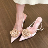 Dodobye New Flower Sexy Sandals Women Pointed Toe High Heels Shoes Fashion Summer Dress Eleglant Slippers Stilettos Mujer Slides Pumps