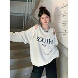 christmas outfit Dodobye Cutout Letter Print Oversized Sweatshirts