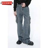 Dodobye 2025 Spring New Product Men'S Jeans American Solid Color Large Mouth Washed Denim Straight Leg Loose High Street Wide Leg Pants