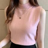 Dodobye Women Knitted Solid Sweet Crop Tops O-neck Sleeveless Thin Tank Tops Basic Plain Tops Casual Tees For Women 2024 Summer