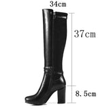 thanksgiving outfit Dodobye Women knee-high boots Stretch Round toe Fashion botas Quality footwear shoes Thick Heel  A956