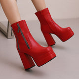 thanksgiving outfit Dodobye Fashion Women Ankle Boots Toe Chunky Heels 12cm Platform 5cm 49 50 Sexy Party Booties