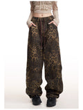 Dodobye Women Brown Y2k Baggy Leopard Jeans Harajuku Denim Trousers Vintage Japanese 2000s Style Oversize Jean Pants Trashy Clothes 2025