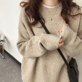 Black Friday Dodobye Retro Loose Solid O-neck Sweaters Women Autumn Casual Soft Warm Pullover Sweaters Female Chic Daily All-matching Knitwear