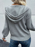 christmas outfit Dodobye Hooded Long Sleeves Buttoned Drawstring Split-Joint V-Neck Sweater Tops