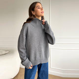 Dodobye Oversize Solid Women Knitwear Turtleneck Patchwork Pleated Female Sweater 2025 Autumn Winter Full Sleeve Casual Lady Pullover