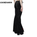 Dodobye American High Street Dark Gothic Cross Embroidered Bell Bottom Pants for Women's Outfit High Waisted Slimming Y2k Pants