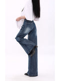 Dodobye 2025 Summer New Elegant Retro Y2k American Straight Outwear Denim Pants Women High-waist Causal 2000s Korean Fashion Jeans Chic