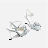 Dodobye Sexy Slingback Sandals for Women 2024 Summer New Blue Denim Women's Closed Toe Sandals Elegant Butterfly Knot Ladies High Heels