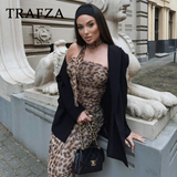 thanksgiving outfit Dodobye 2024 Spring Summer Streetwear LEOPARD Print Women Suits Fashion Strapless Sleeveless Tops+Chic Elegant Pencil Long Skirts